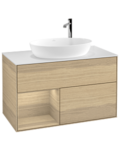 Villeroy und Boch Finion Villeroy und Boch Finion F891PCPC 100cm, cover plate white matt, shelves Oak Veneer , Oak Veneer