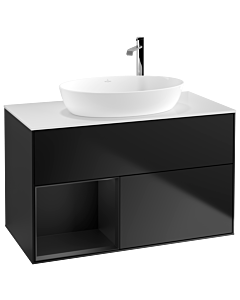Villeroy und Boch Finion Villeroy und Boch Finion F891PDPD 100cm, cover plate white matt, shelves black matt lacquer, black matt lacquer