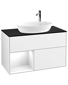 Villeroy und Boch Finion Villeroy und Boch Finion F892GFGF 100cm, cover plate black matt, shelves Glossy white lacquer, Glossy white lacquer