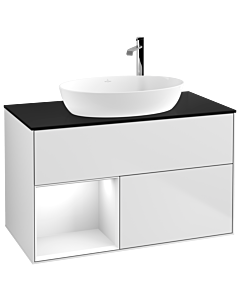 Villeroy und Boch Finion Villeroy und Boch Finion F892GFMT 100cm, cover plate black matt, shelves Glossy white lacquer, white matt lacquer