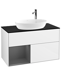 Villeroy und Boch Finion Villeroy und Boch Finion F892GKGF 100cm, cover plate black matt, shelves anthracite matt lacquer, glossy white lacquer