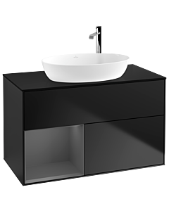 Villeroy und Boch Finion Villeroy und Boch Finion F892GKPD 100cm, cover plate black matt, shelves anthracite matt lacquer, black matt lacquer