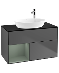 Villeroy und Boch Finion Villeroy und Boch Finion F892GMGK 100cm, cover plate black matt, shelves olive matt lacquer, anthracite matt