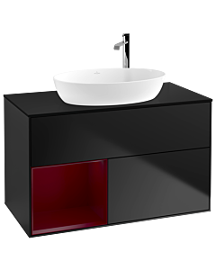 Villeroy und Boch Finion Villeroy und Boch Finion F892HBPD 100cm, cover plate black matt, shelves Peony matt lacquer, black matt lacquer