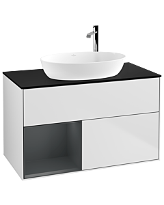 Villeroy und Boch Finion Villeroy und Boch Finion F892HGMT 100cm, cover plate black matt, shelves midnight matt lacquer, white matt lacquer