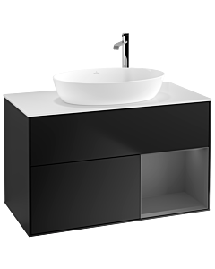 Villeroy und Boch Finion Villeroy und Boch Finion F901GKPD 100cm, cover plate white matt, shelves anthracite matt lacquer, black matt lacquer