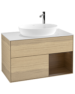 Villeroy und Boch Finion Villeroy und Boch Finion F901GNPC 100cm, cover plate white matt, shelves Walnut Veneer , Oak Veneer