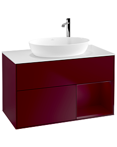 Villeroy und Boch Finion Waschtischunterschrank F901HBHB 100cm, Abdeckplatte white matt, Regale Peony matt lacquer, Peony Matt