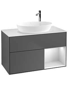 Villeroy und Boch Finion Villeroy und Boch Finion F901MTGK 100cm, cover plate white matt, shelves white matt lacquer, anthracite matt