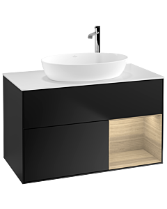 Villeroy und Boch Finion Villeroy und Boch Finion F901PCPD 100cm, cover plate white matt, shelves Oak Veneer , black matt lacquer