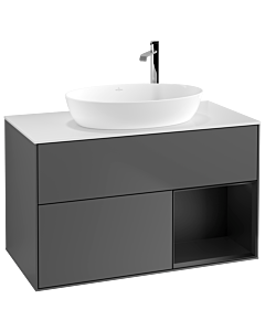 Villeroy und Boch Finion Villeroy und Boch Finion F901PDGK 100cm, cover plate white matt, shelves black matt lacquer, anthracite matt