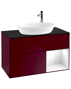 Villeroy und Boch Finion Villeroy und Boch Finion F902GFHB 100cm, cover plate black matt, shelves Glossy white lacquer, Peony Matt