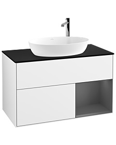 Villeroy und Boch Finion Villeroy und Boch Finion F902GKGF 100cm, cover plate black matt, shelves anthracite matt lacquer, glossy white lacquer