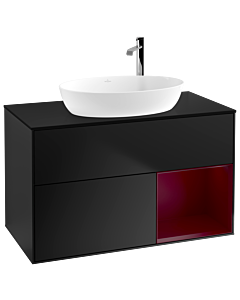 Villeroy und Boch Finion Villeroy und Boch Finion F902HBPD 100cm, cover plate black matt, shelves Peony matt lacquer, black matt lacquer