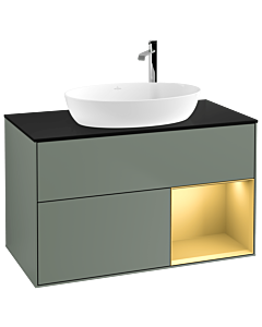 Villeroy und Boch Finion Villeroy und Boch Finion F902HFGM 100cm, cover plate black matt, shelves gold matt lacquer, Olive Matt Lacquer