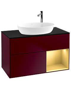 Villeroy und Boch Finion Villeroy und Boch Finion F902HFHB 100cm, cover plate black matt, shelves gold matt lacquer, Peony Matt
