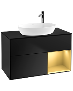 Villeroy und Boch Finion Villeroy und Boch Finion F902HFPD 100cm, cover plate black matt, shelves gold matt lacquer, black matt lacquer
