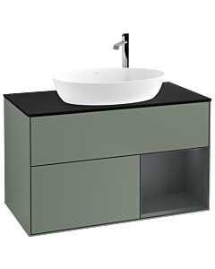 Villeroy und Boch Finion Villeroy und Boch Finion F902HGGM 100cm, cover plate black matt, shelves midnight matt lacquer, Olive Matt Lacquer