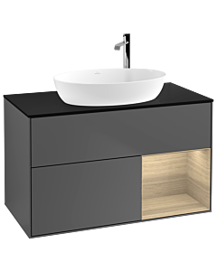 Villeroy und Boch Finion Villeroy und Boch Finion F902PCGK 100cm, cover plate black matt, shelves Oak Veneer , anthracite matt