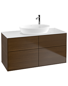 Villeroy und Boch Finion Waschtischunterschrank F91100GN 120x60,3cm, Abdeckplatte white matt, Walnut veneer