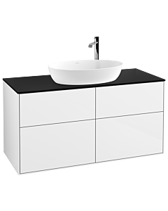 Villeroy und Boch Finion Waschtischunterschrank F91200GF 120x60,3cm, Abdeckplatte black matt, Glossy white lacquer