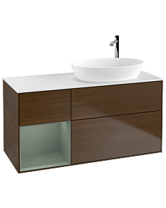 Villeroy und Boch Finion Villeroy und Boch Finion F921GMGN 120cm, cover plate white matt, shelves olive matt lacquer, walnut veneer