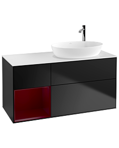 Villeroy und Boch Finion Villeroy und Boch Finion F921HBPD 120cm, cover plate white matt, shelves Peony matt lacquer, black matt lacquer