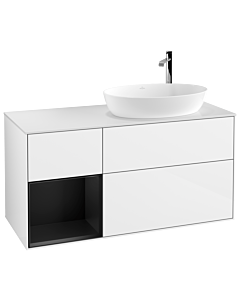 Villeroy und Boch Finion Villeroy und Boch Finion F921PDGF 120cm, cover plate white matt, shelves black matt lacquer, glossy white lacquer