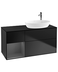 Villeroy und Boch Finion Villeroy und Boch Finion F922GKPD 120cm, cover plate black matt, shelves anthracite matt lacquer, black matt lacquer