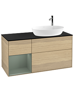 Villeroy und Boch Finion Villeroy und Boch Finion F922GMPC 120cm, cover plate black matt, shelves olive matt lacquer, Oak Veneer