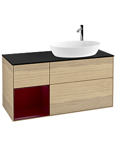 Villeroy und Boch Finion Villeroy und Boch Finion F922HBPC 120cm, cover plate black matt, shelves Peony matt lacquer, Oak Veneer