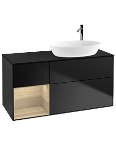 Villeroy und Boch Finion Villeroy und Boch Finion F922PCPD 120cm, cover plate black matt, shelves Oak Veneer , black matt lacquer