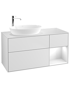Villeroy und Boch Finion Waschtischunterschrank F931GFMT 120cm, Abdeckplatte white matt, Regale Glossy white lacquer, White matt lacquer