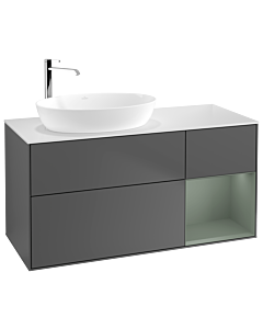 Villeroy und Boch Finion Villeroy und Boch Finion F931GMGK 120cm, cover plate white matt, shelves olive matt lacquer, anthracite matt