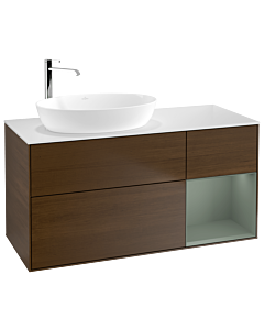 Villeroy und Boch Finion Villeroy und Boch Finion F931GMGN 120cm, cover plate white matt, shelves olive matt lacquer, walnut veneer