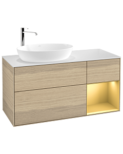 Villeroy und Boch Finion Villeroy und Boch Finion F931HFPC 120cm, cover plate white matt, shelves gold matt lacquer, Oak Veneer
