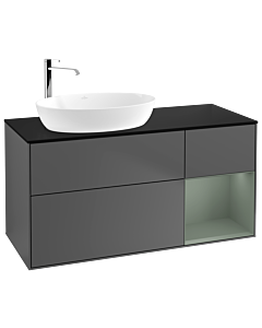 Villeroy und Boch Finion Villeroy und Boch Finion F932GMGK 120cm, cover plate black matt, shelves olive matt lacquer, anthracite matt