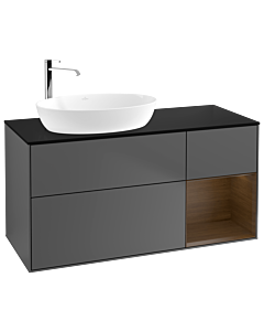 Villeroy und Boch Finion Villeroy und Boch F932GNGK 120cm, plaque de finition noir mat, étagères Walnut Veneer , anthracite mat