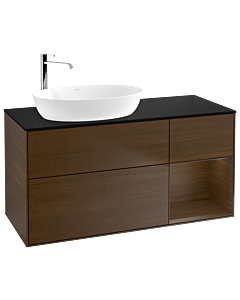 Villeroy und Boch Finion F932GNGN 120cm, plaque de finition noire mate, étagères Walnut Veneer , placage Walnut Veneer