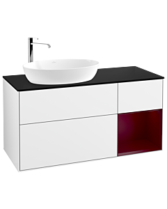 Villeroy und Boch Finion Villeroy und Boch Finion F932HBGF 120cm, cover plate black matt, shelves Peony matt lacquer, glossy white lacquer