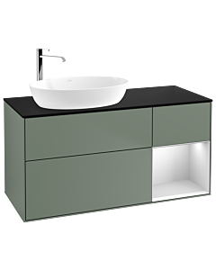 Villeroy und Boch Finion Villeroy und Boch Finion F932MTGM 120cm, cover plate black matt, shelves white matt lacquer, Olive Matt Lacquer