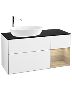 Villeroy und Boch Finion Villeroy und Boch Finion F932PCGF 120cm, cover plate black matt, shelves Oak Veneer , glossy white lacquer