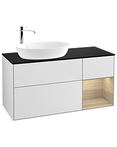 Villeroy und Boch Finion Villeroy und Boch Finion F932PCMT 120cm, cover plate black matt, shelves Oak Veneer , white matt lacquer