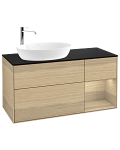 Villeroy und Boch Finion Villeroy und Boch Finion F932PCPC 120cm, cover plate black matt, shelves Oak Veneer , Oak Veneer