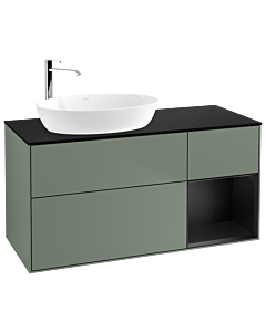 Villeroy und Boch Finion Villeroy und Boch Finion F932PDGM 120cm, cover plate black matt, shelves black matt lacquer, Olive Matt Lacquer