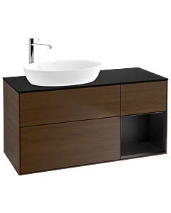 Villeroy und Boch Finion Villeroy und Boch Finion F932PDGN 120cm, cover plate black matt, shelves black matt lacquer, walnut veneer
