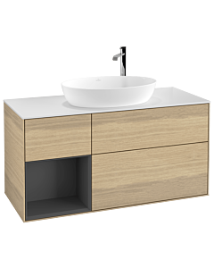 Villeroy und Boch Finion Villeroy und Boch Finion F941GKPC 120cm, cover plate white matt, shelves anthracite matt lacquer, Oak Veneer