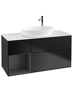 Villeroy und Boch Finion Villeroy und Boch Finion F941GKPD 120cm, cover plate white matt, shelves anthracite matt lacquer, black matt lacquer