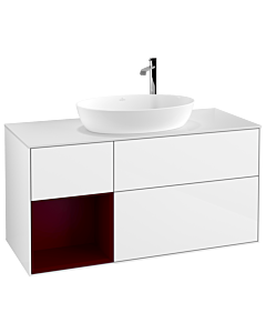 Villeroy und Boch Finion Villeroy und Boch Finion F941HBGF 120cm, cover plate white matt, shelves Peony matt lacquer, glossy white lacquer