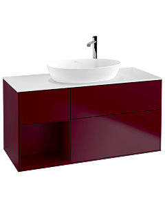 Villeroy und Boch Finion Waschtischunterschrank F941HBHB 120cm, Abdeckplatte white matt, Regale Peony matt lacquer, Peony Matt